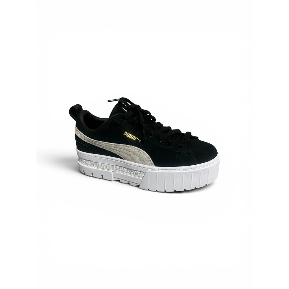 Puma‎ Mayze Women's Sneakers Black White Platform Suede 380784-01 Size 8E